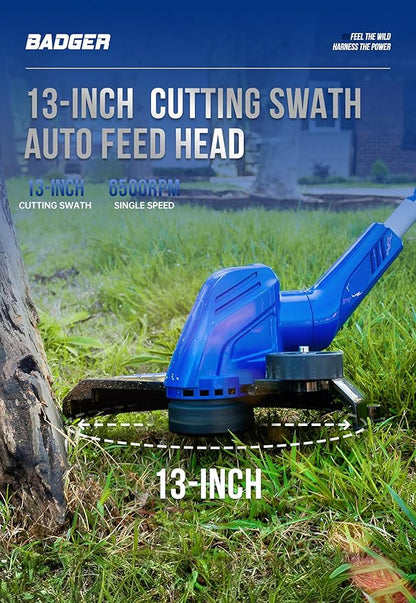 WILD BADGER POWER 40V Weed Wacker & Leaf Blower, Wheeled Edger Kit Electric with 2Ah Battery & Charger, String Trimmer, Lightweight, Adjustable Telescopic Shaft, Easy to Use and Convert