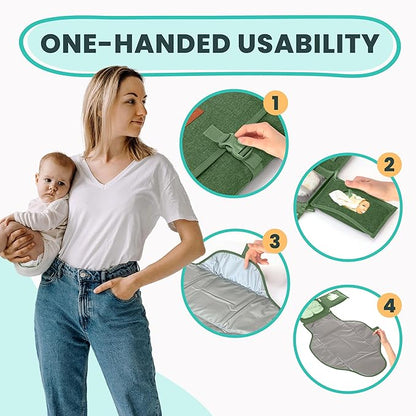 Portable Changing Pad for Baby, Travel Diaper Changing Pad for Newborn, Large Waterproof Baby Changing Mat, Foldable & Detachable Diaper Changing Station with Baby Wipes Pockets, Baby Stuff by Pillani