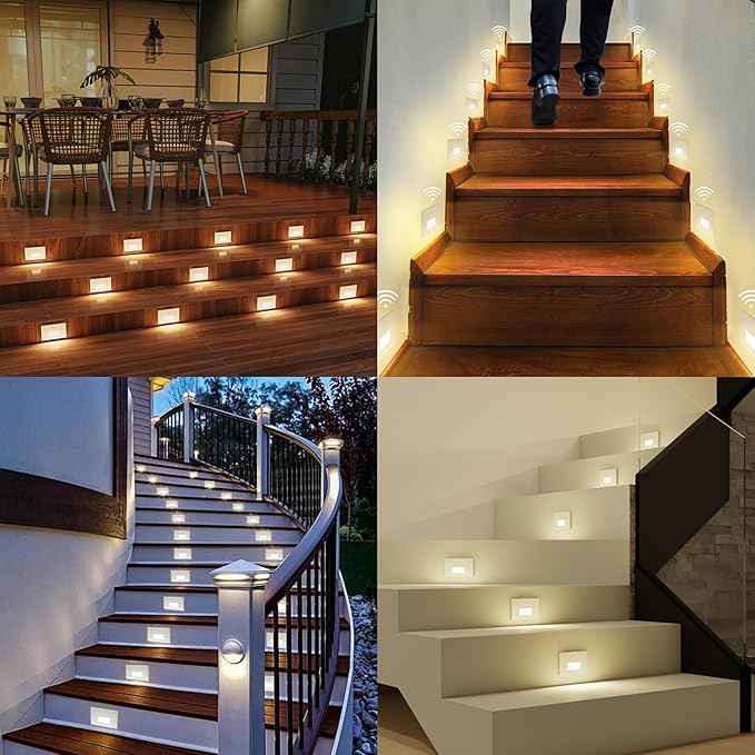 12 Pack Motion Sensor LED Step Lights, 3CCT Adjustable 3000K/4000K/6000K Stair