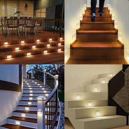12 Pack Motion Sensor LED Step Lights, 3CCT Adjustable 3000K/4000K/6000K Stair