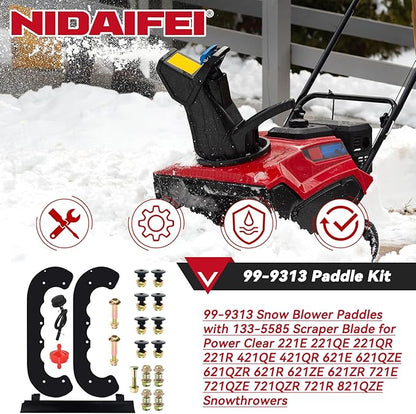 99-9313 Snow Blower Paddles with 133-5585 Scraper Blade Replaces Toro 125-1128 88-0771 55-9250 55-9251 55-9252 for Toro 210E, 210R, 421, 621, 621E, 721, 721E 721R, 721RC Snowthrowers