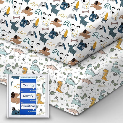Baby Crib Sheets Boy Girl for Standard Crib Mattress - Ultra Soft Jersey Knit Neutral Crib Mattress Sheet, Safe and Snug, Durable, Stylish Crib Sheet Fitted, 28''x52''x9'' Extra Deep Pocket