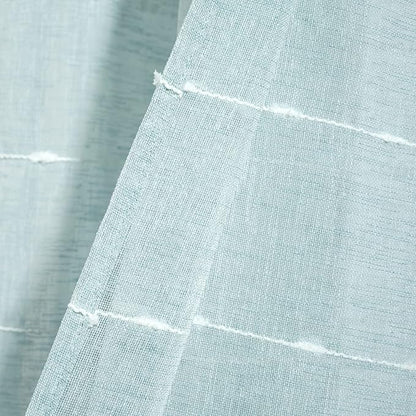 Lush Decor Farmhouse Textured Grommet Sheer Window Curtain Panel Pair, 38"W x 84"L, Blue
