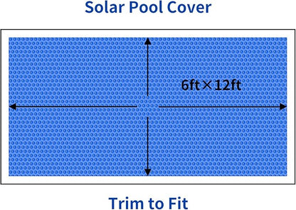 BigXwell Solar Pool Cover, Blue 16-mil 6 x 12 Foot Square Pool Heaters for Above-Ground and In-Ground Pools, 1600 Series Heavy-Duty Insulating Pool Heater Cover for Swimmer