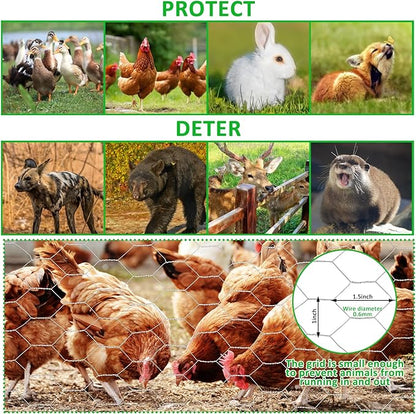 45 in X 100 ft Chicken Wire Fencing Metal Floral Chicken Wire Fence for Crafts 1 Inch Hexagonal Galvanized Poultry Wire Netting for Chicken Coop Barrier Rabbit Cage
