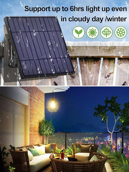 intelamp Solar Pendant Lights Indoor Outdoor, 4000mAh Gazebo Shed Chandeliers with Remote Dust to Dawn Mode 16.4Ft Hanging Lighting Interior for Outside Barns Toolsheds Chicken Coop