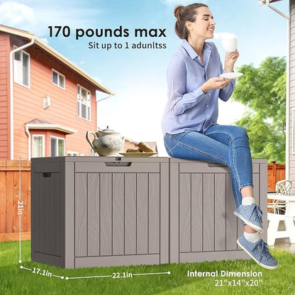 Resin Deck Box - 30 Gallon Lockable Outdoor Storage, Water-Resistant Indoor/Outdoor Bin for Package Delivery, Patio Cushions, Gardening Tools