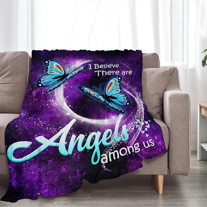 Blue Butterfly Blanket Throws Butterfly Gifts Angels Butterfly Throw Blanket for Girls Women Kids Adults Soft Warm Cozy Fleece Blanket for Couch Sofa Bed 50"x40"