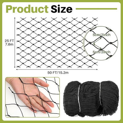 25 x 50 ft Aviary Bird Netting Chicken Netting Commercial Grade Heavy Duty Knotted 2 inch Mesh for Chicken Coops Poultry Blueberries Fruit Trees Net Aviary Gamefowl Garden
