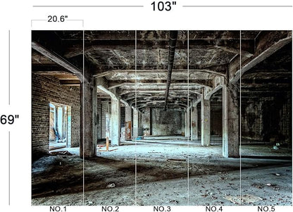 Abandoned Old Factory Buildings Wall Mural Wallpaper 103" x 69"