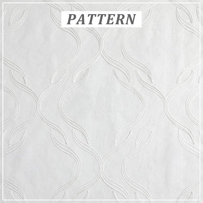 VISIONTEX Sheer Curtains 120 Inches Long 2 Panels Set, White Moroccan Embroidery Texture Geometric Rod Pocket White Voile Tulle Semi Window Treatment Pair for Bedroom, W54 x L120