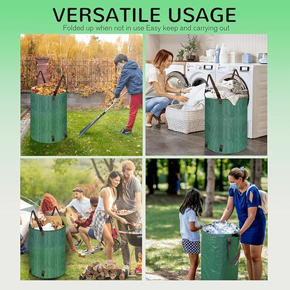 Leaf Collector Bag with Lid, Shoulder Strap, and Drawstring – Reusable Yard Garden Bag for Leaves and Lawn Trash, Perfect for Leaf Removal, Yard Clean-Up (Without lid, 32 Gallon)