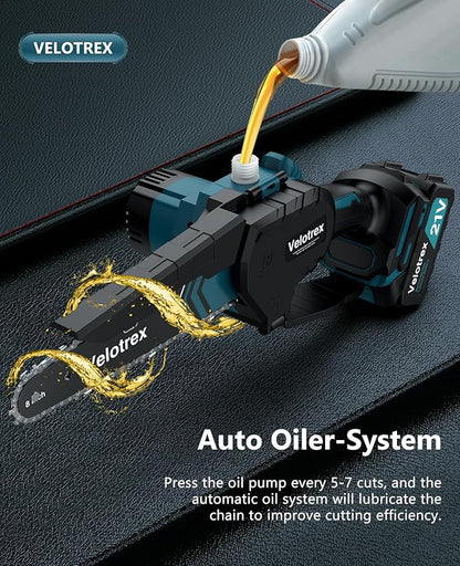 Professional Mini Chainsaw Cordless 8 inch + 6 inch, Electric Chainsaw Cordless with 2x4000mAh Batteries, Upgraded Brushless chainsaw with Auto Oiler for Tree Branch Wood Cutting