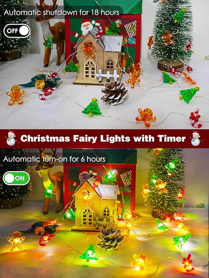 Christmas String Lights Decoration, 10ft 30LED Christmas Tree Gingerbread Man