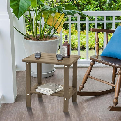 OTSUN 2-Tier Small Patio Tables for Outside or Indoor(Latte Brown)