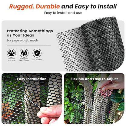 Plastic Wire Mesh,16IN x 50FT Chicken Wire Fencing for Floral Arrangements, Chicken Wire Mesh for Crafts with 100 Pcs Zip Ties,Gaden Netting for Dogs, Deers, Poultry