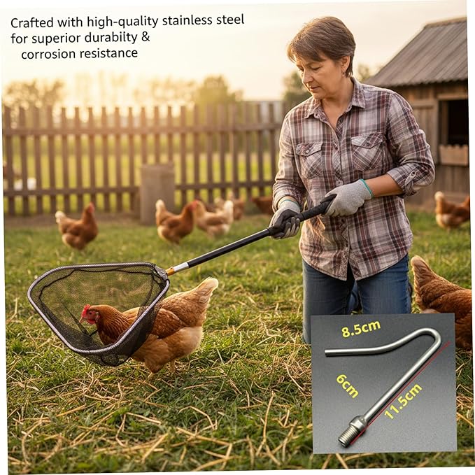 Chicken Catching Net, Telescopic Chicken Catcher with Stainless Steel Tube Extension, Poultry Hook for Birds, Dogs, and Small Animals
