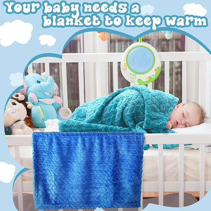 Frienda 4 Pcs Baby Fuzzy Blanket Fluffy Baby Blanket for Boys Girls Soft Warm Infant Newborn Toddler Receiving Nursery Bed Supplies, 32 x 24 Inch(Blue Color)