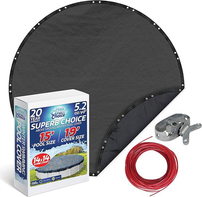 Winter Swimming Pool Cover for 15 ft Aboveground Round Pool Size, Superb Choice Series, Solid Material, Color - Iron Gray, Pool Cover Choice 5115-4CHOICE