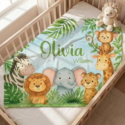 Personalized Baby Blanket with Name, Custom Soft Flanne Blanket for Kisd, Toddlers, Personalized Baby Gifts for Infant Newborn Shower