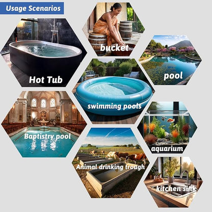 1300W Titanium Immersion Water Heater Portable Electric Hot Tub & Inflatable Pool Submersible Water Heater with Temp Control, GFCI for Bathtub, Baptistry, Above Ground Pool, Swimming Pool