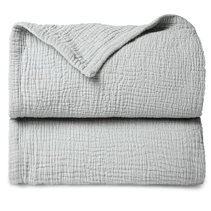 lulumoon Muslin Baby Blanket Quilt - Crib Blanket for Toddlers 47"× 47" Silver Grey