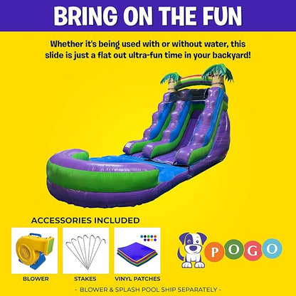 Inflatable Water Slide for Kids & Toddlers with Inflatable Pool, Backyard, Park or Commercial Use, Outdoor Water Play, Includes Blower Stakes, Splash Pool & Storage Bag, Large 25.5' x 9' x15'