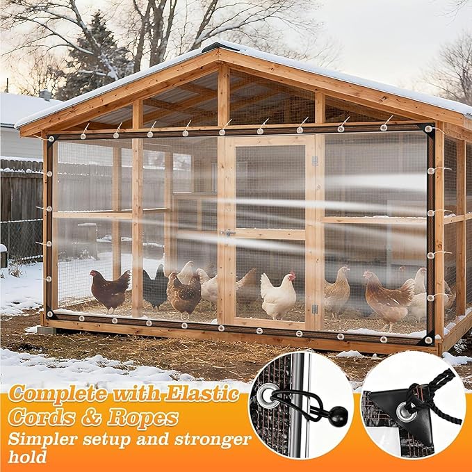 18x21FT Clear Vinyl Tarp, Clear Tarps Heavy Duty Waterproof with Grommets UV/Tear Resistant, Clear Plastic Tarp for Outdoor Porches Patio Enclosure Greenhouse Chicken Coop Cover