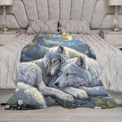 Wolf Blanket Wolves Gifts for Girls Boys Woman Kids Wolf Animal Lover Throw Blankets Soft Blanket Warm Fleece Flannel Plush Blankets for Bed Sofa Couch 40"x50"