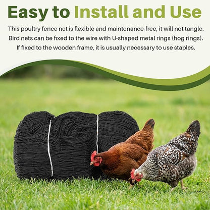 25 x 50 ft Aviary Bird Netting Chicken Netting Commercial Grade Heavy Duty Knotted 2 inch Mesh for Chicken Coops Poultry Blueberries Fruit Trees Net Aviary Gamefowl Garden