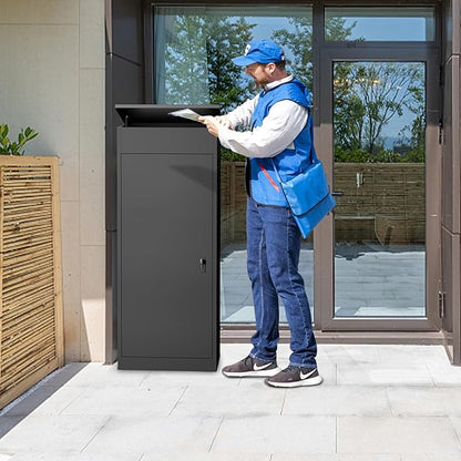 Package Delivery Boxes for Outside,Enlarged Porch Box for Packages with Coded Lock,Large Space,Waterproof,Cold-Rolled Steel Package Lock Box (19.7”x16.1”x60”)