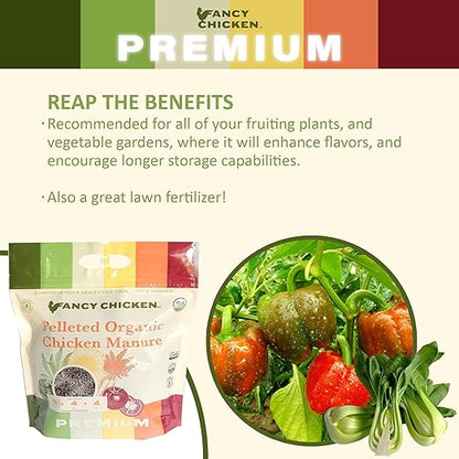 Premium Manure – 5lb Pelleted Organic Chicken Manure Fertilizer with Natural Performance Enhancers | All-Natural Plant Food Ideal for Vegetables Gardening & Farming USDA