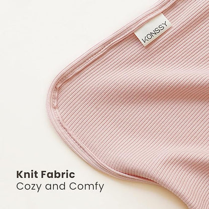 Konssy Knit Baby Blanket 2 Pack, Soft Ribbed Swaddle Receiving Blankets for Boys & Girls, Lightweight Cozy Swaddling Wrap for Newborns, Infants, & Toddlers, 33x42 Inch (Blossom,Pink)