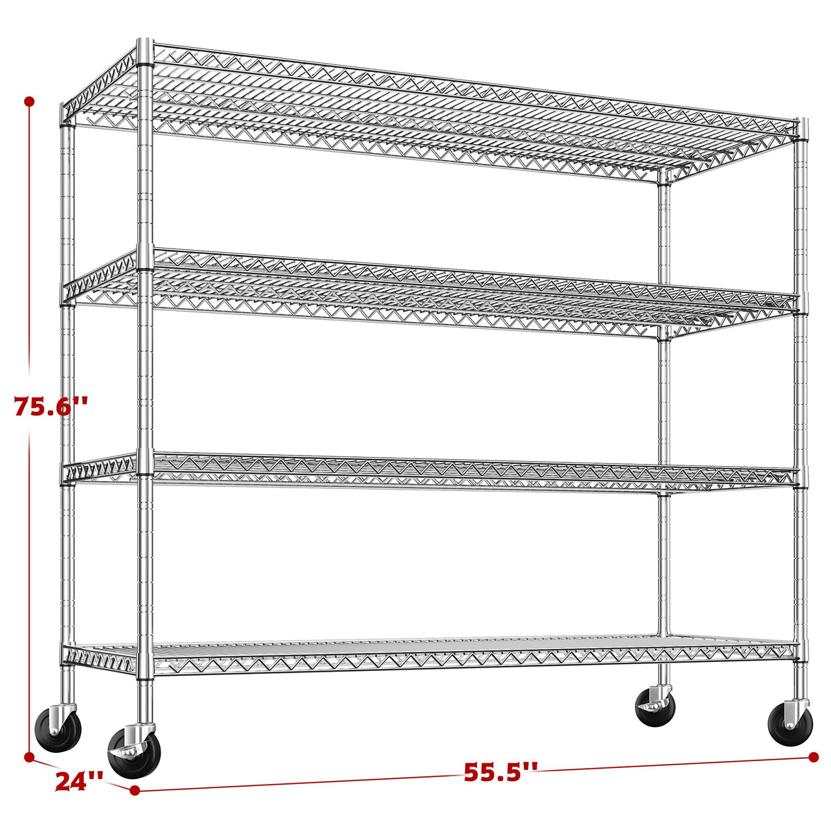 4 Tier Heavy Duty Shelving with Wheels