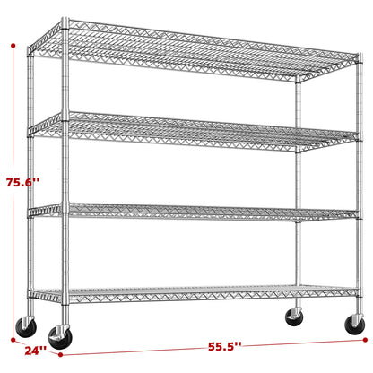 4 Tier Heavy Duty Shelving with Wheels