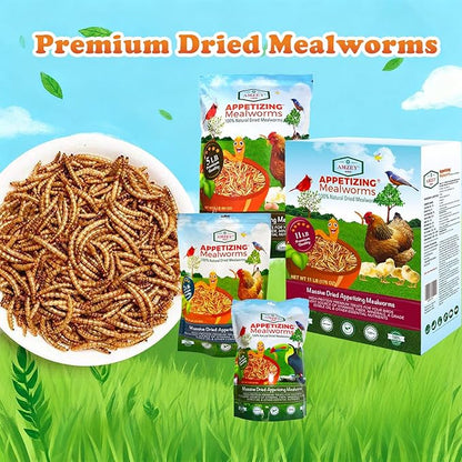 Amzey Dried Mealworms 5 LB, 100% Natural Meal Worms for Chicken & Birds, Organic Chicken Feed for Laying Hens, High Protein and Nutrition, Zipped Bag