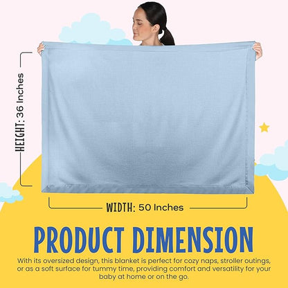 Blankets Thermal Waffle Baby Blanket Crib Bedding - Soft Cozy Warm Infant Thermal Cover for Nursery Stroller or Bassinet, Lightweight Ideal Shower Gift, Satin Trim Blue 36" x 50"