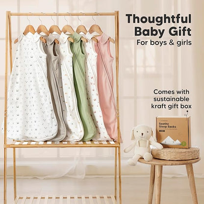2-Pack Organic Baby Sleep Sacks, 100% Cotton - Soft & Breathable 0.5TOG Baby Wearable Blanket,Toddler Sleeping Sack 18-24 months,Easy to Wear Transitional Swaddles for Newborns,Infants (Soft White, L)
