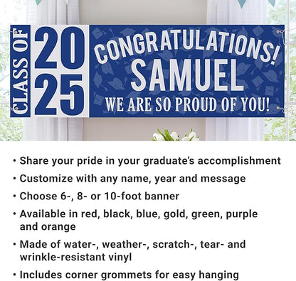 Let's Make Memories Personalized Graduation Banner Class of 2025 - Graduation Party Decorations - Congratulations Banner - Indoor/Outdoor Vinyl - Best in Class - Gold - 10 ft.