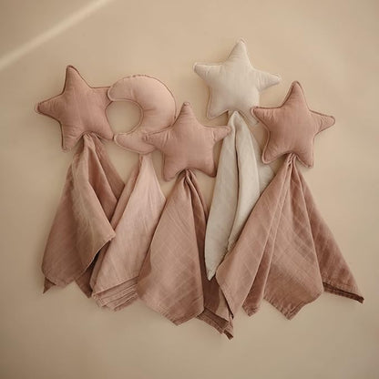 mushie Star Security Blanket | Baby Lovey | 100% Organic Muslin Cotton (Natural)