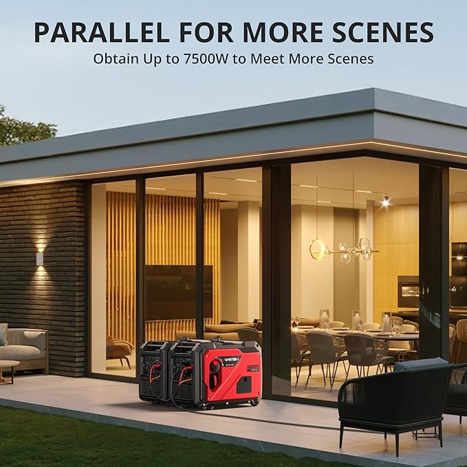5000W Portable Inverter Generator With CO Protection, Super Quiet Generator for Home Use, RV Ready, EPA Compliant