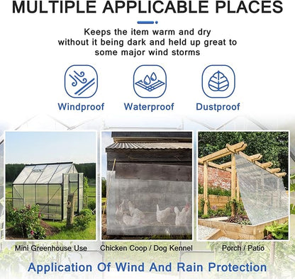 UCINNOVATE Clear Tarps Heavy Duty Waterproof 6.5 x 13ft, 120GSM Translucent Greenhouse Tarp with Grommets, Clear Plastic Tarp Cover for Garden Patio Lawn Plants Boat or Pet Hutch Roof
