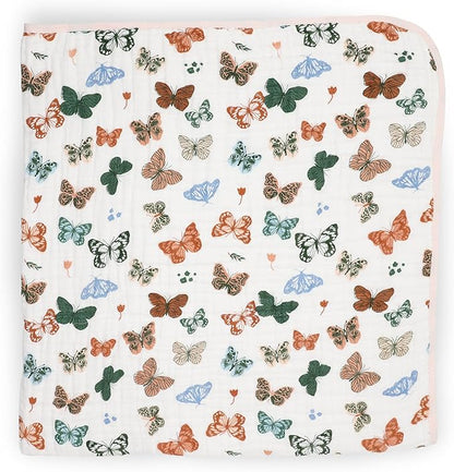 Little Unicorn Original Premium Cotton Quilt | Multi-Layered & Extra-Soft Muslin Fabric |for Babies & Toddlers (Butterflies)