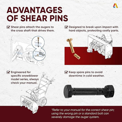 CANAMAX Pack of 10 Snowblower Shear Pins and Nuts 52100100 Compatible With Ariens ST924DLE, ST927LE, ST1130DLE, ST924LET, ST927LET, ST1130LET, ST27LE, ST824E, ST1027LE, ST824LET, ST1027LET Snowthrower