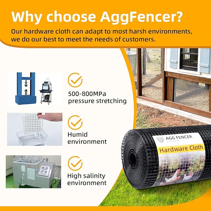 24in x 50ft Black Hardware Cloth 1/4 inch 23Ga PVC Coated Wire Mesh Vinyl Coated Fence, Welded Metal Chicken Wire Fencing Roll, Garden Plant Fencing, for Chicken Coop and Home Improvement