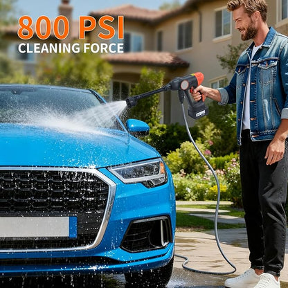 Cordless High-Pressure Washer, Includes 4.0Ah Battery and Charger, with 6-in-1 Nozzle; Portable Cordless high-Pressure Washer Ideal for car Washing, Yard Maintenance, and Household Cleaning.
