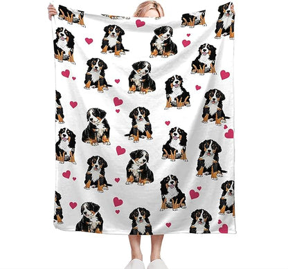 Bernese Mountain Dog Blanket Bernese Mountain Dog Gifts and Decor Cute Dog Throw Blanket Dog Blanket for Girls Women Kids Adults Soft Warm Cozy Fleece Blanket for Couch Sofa Bed 80"x60"