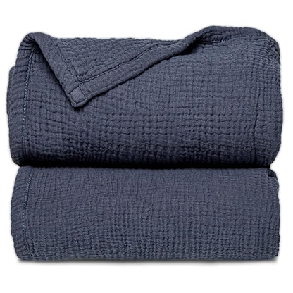 Lulu moon Muslin Quilt Blanket, Crib Blanket for Baby and Toddler,47x47 Inches(Blue)