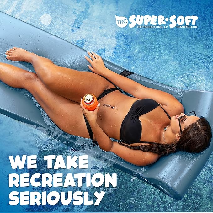 TRC Recreation Sunsation Vinyl Coated Foam Swimming Pool Float Mat Adult Lounger with Built-in Roll Pillow