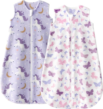 Yoofoss Fleece Baby Sleep Sack 2 Pack 1.5 Tog Baby Wearable Blanket with 2-Way Zipper
